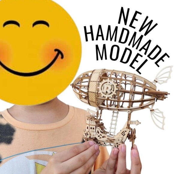 Wooden Airship Hot Air Balloon Model Bookshelf Desk Decor Steampunk Retro Steam - Picture 15 of 16